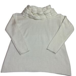 Twiggy London Cowl Neck Cable Knit Sweater Women's Size Medium Cream